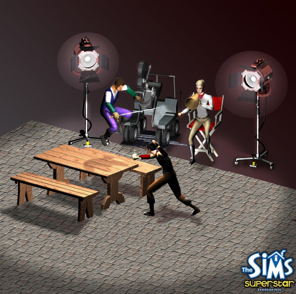 The Sims 1 Base Game And Expansions: Official Features And Assets 166 thesims superstar hiresart superstar swordfight render