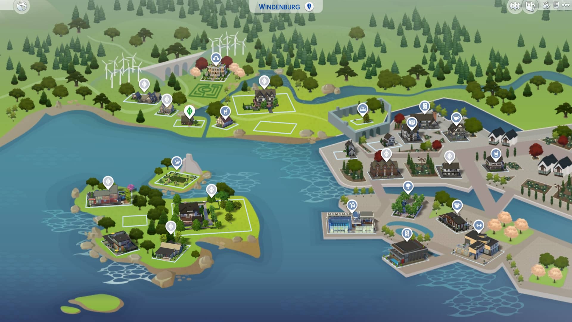 The Sims 4 Get Together: Windenburg Interactive Map