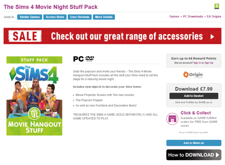 The Sims 4 Movie Hangout available on GAME UK!