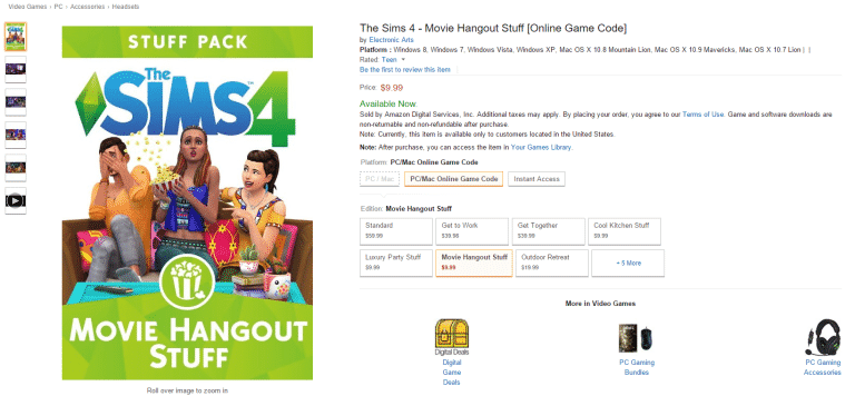 The Sims 4 Movie Hangout Stuff: Now Available on Amazon!