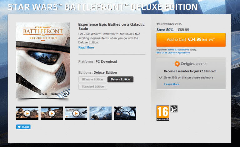 Star Wars Battlefront 50% off on Origin!