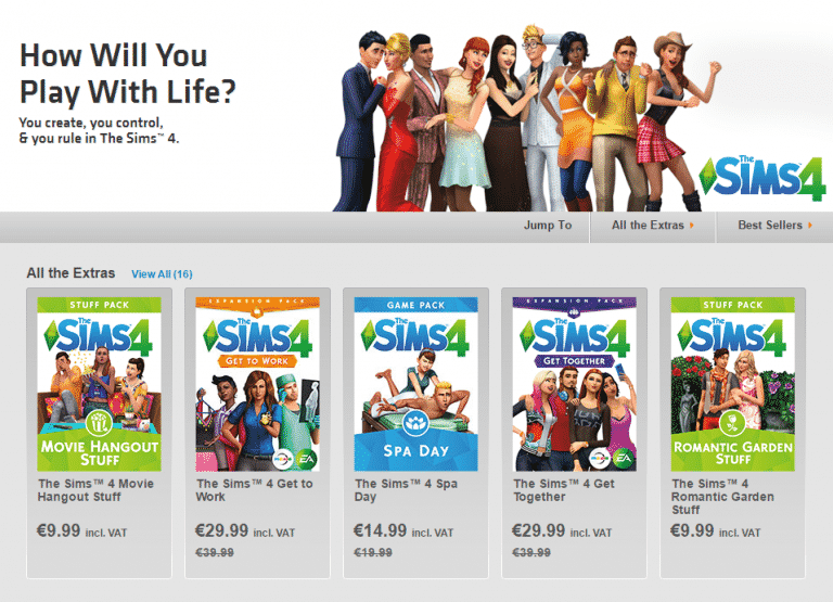 Save up to 33% off on selected The Sims 4 Games!