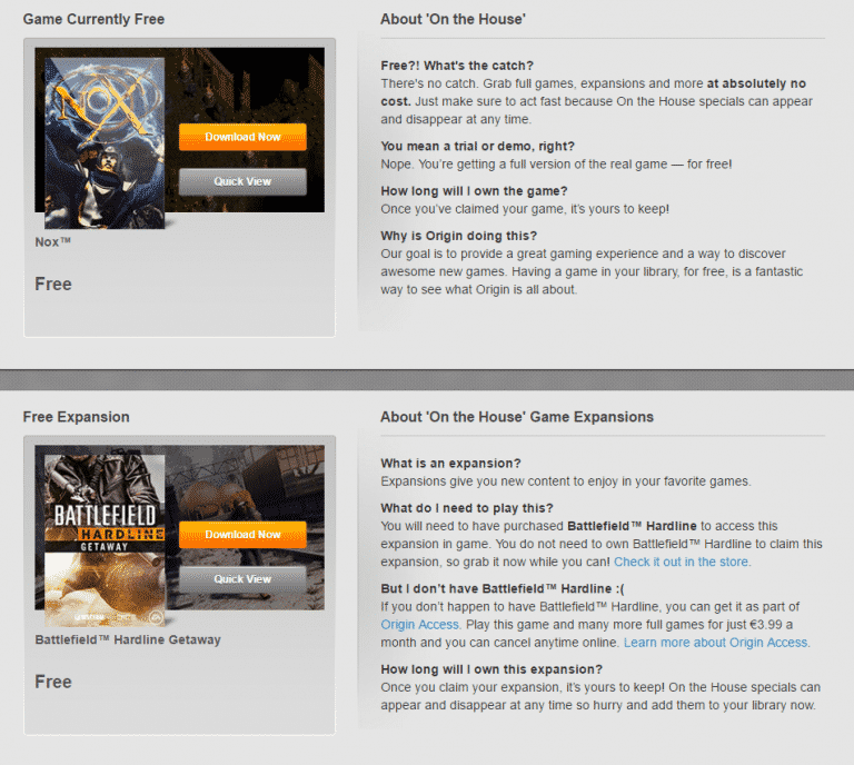 Origin On The House: Nox / Battlefield Hardline Getaway (FREE)