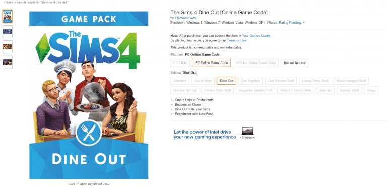 The Sims 4 Dine Out: Now Available on Amazon