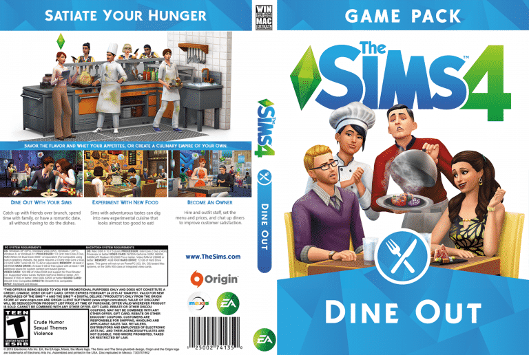 The Sims 4 Dine Out Custom Box Art
