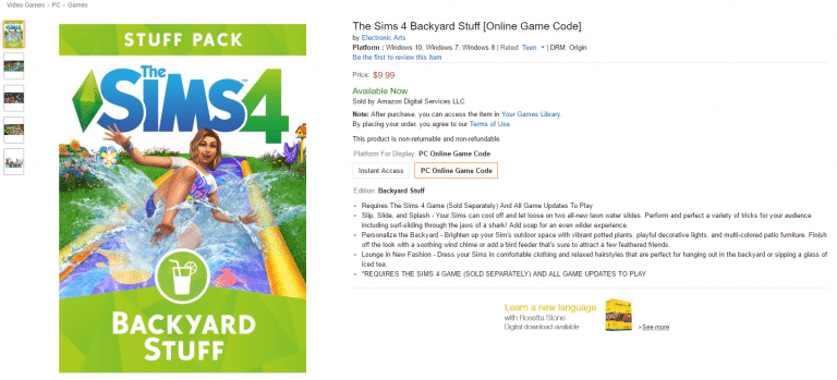 The Sims 4 Backyard Stuff: Now Available on Amazon!