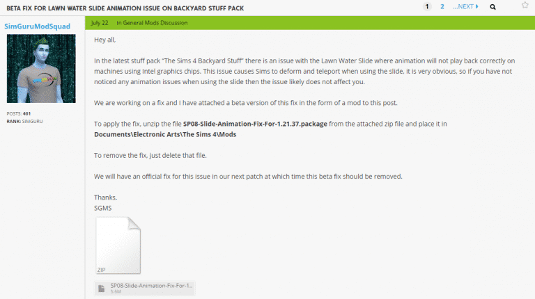 The Sims 4 Backyard Stuff: Beta Fix for Waterslide Animation