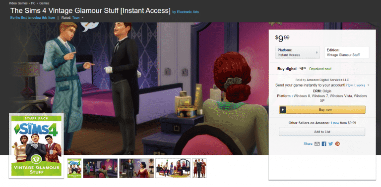 The Sims 4 Vintage Glamour Stuff: Now Available on Amazon!