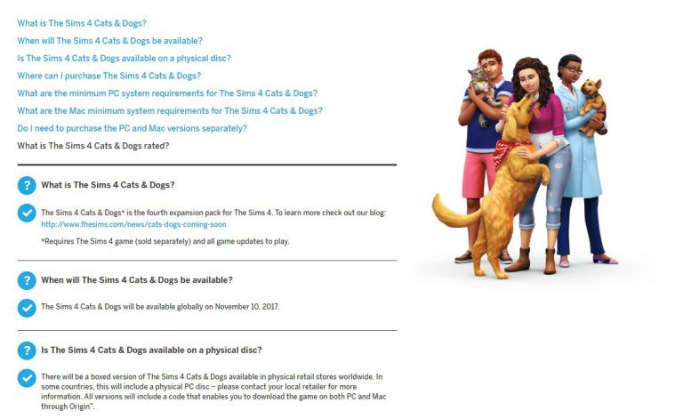 The Sims 4 Cats & Dogs: Official F.A.Q.