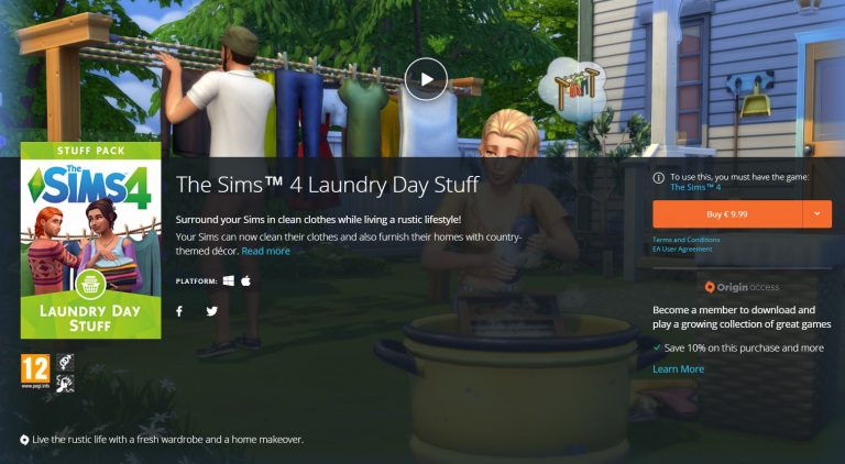 The Sims 4 Laundry Day Stuff is now available on Origin!