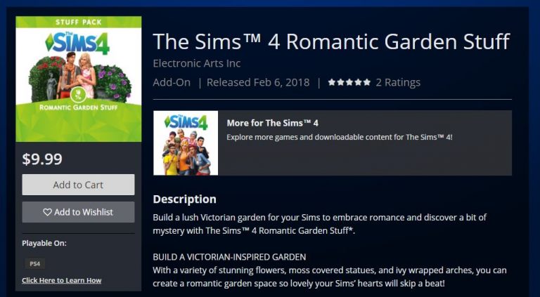 The Sims 4 Romantic Garden Stuff is now available on Xbox One and PS4