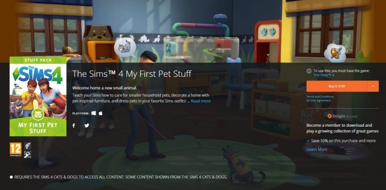 The Sims 4 My First Pet Stuff Now Available on Origin