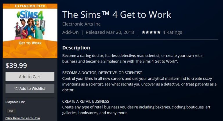 The Sims 4 Get to Work is Now Available on PS4 and Xbox One