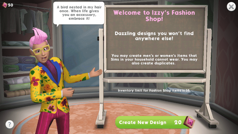 The Sims Mobile: Izzy’s Fashion Shop