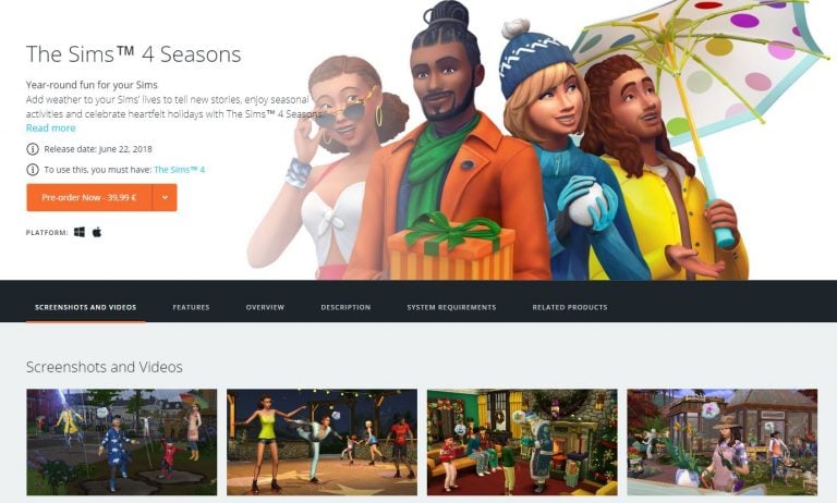 Pre-Order The Sims 4 Seasons on Origin