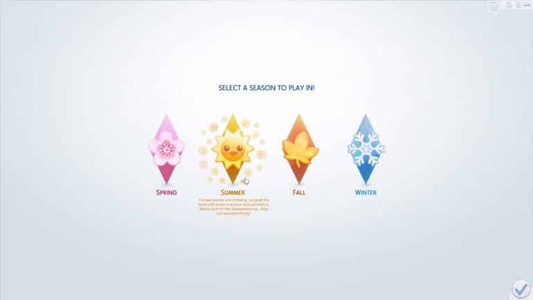 The Sims 4 Seasons: The Seasons Chooser Menu