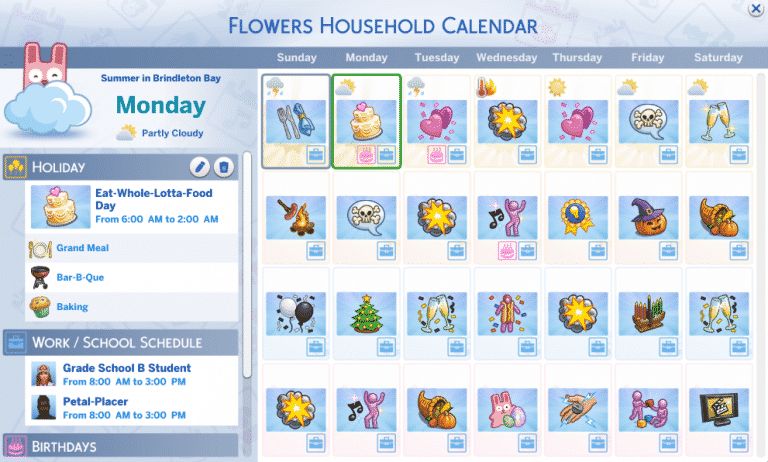 I filled the entire Calendar with Holidays in The Sims 4 Seasons