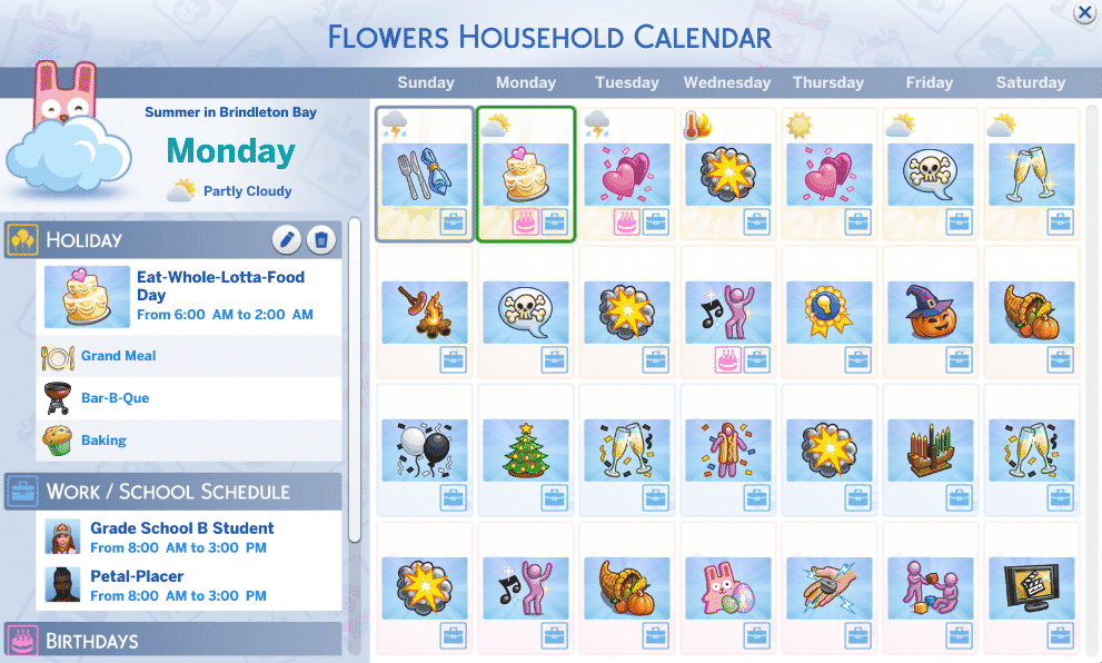I filled the entire Calendar with Holidays in The Sims 4 Seasons