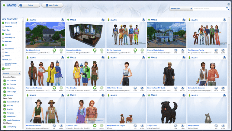 The Sims 4 Gallery: “MaxisCreator_01” becomes “Maxis”