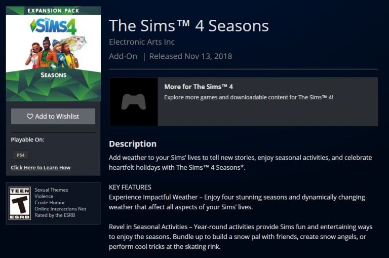 You can now Pre-Order The Sims 4 Seasons for Console