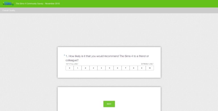 The Sims 4 Community Survey (November 2018)