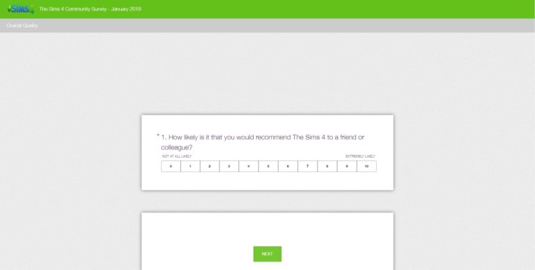 The Sims 4 Official Community Survey: January 2019