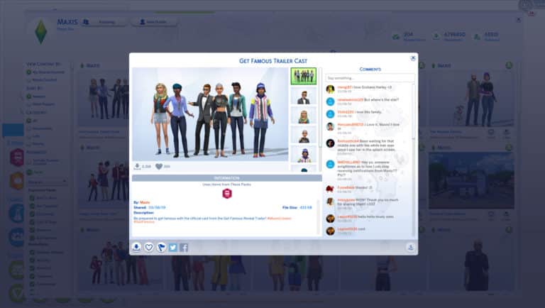 The Sims 4: Official Get Famous Families Now Available on The Gallery