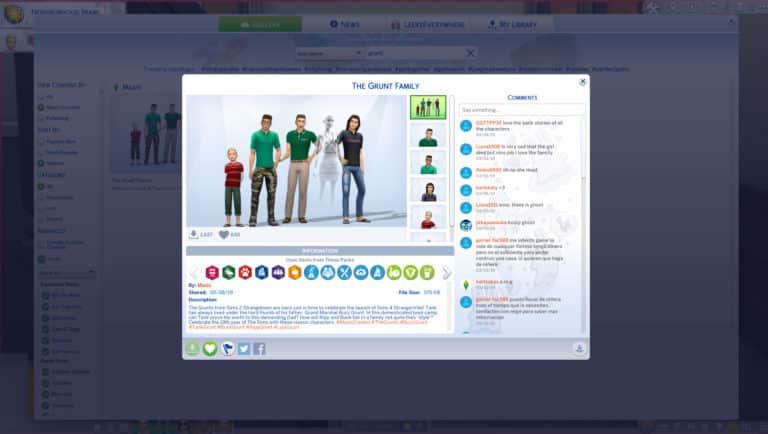 The Sims 4: The Official Grunt Family Is Available On The Gallery