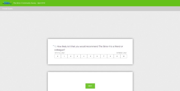 The Sims 4: Official Community Survey for April 2019