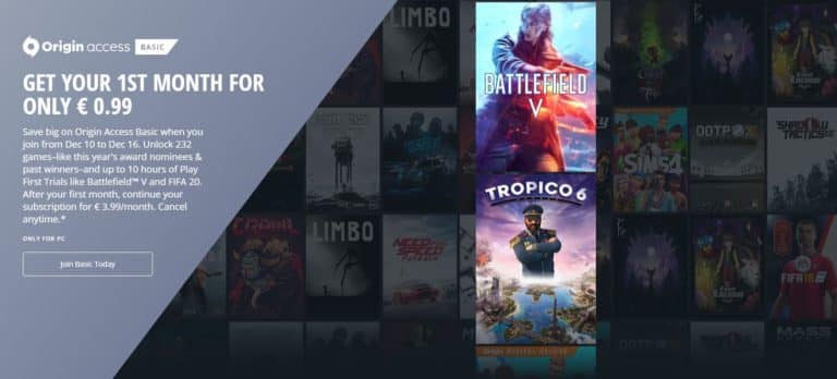 Origin Access Basic Deal: Join for only $0.99!