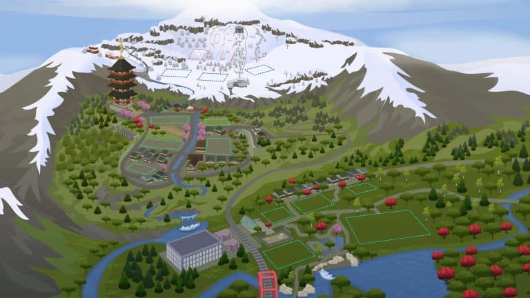 The Sims 4 Snowy Escape: First Look at the Mt. Komorebi World Map