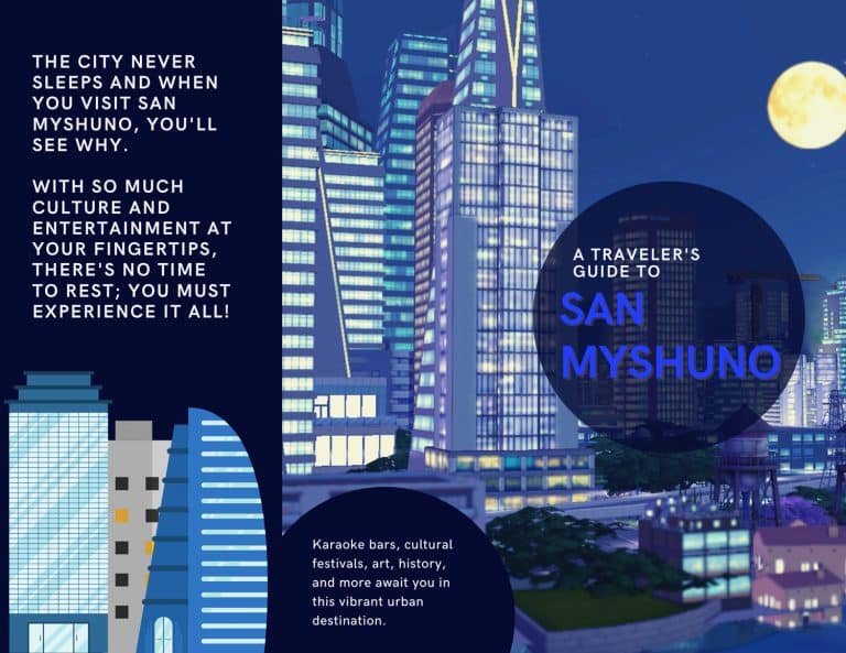The Sims 4: San Myshuno Travel Brochure