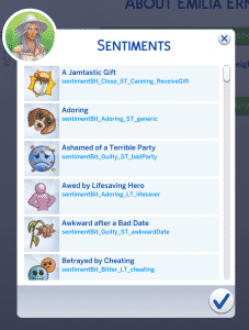 The Sims 4: All Sentiments and their Effects (Packs Included)