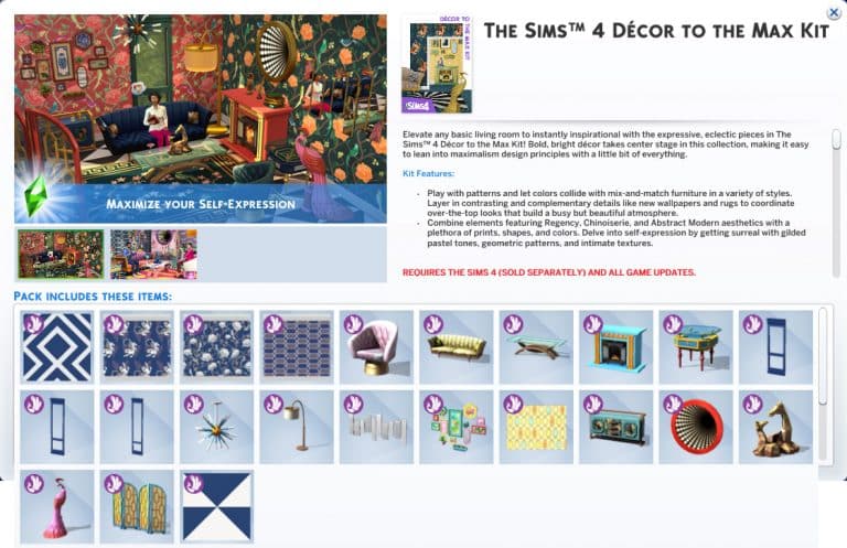 Preview of New Objects coming with The Sims 4 Décor to the Max Kit
