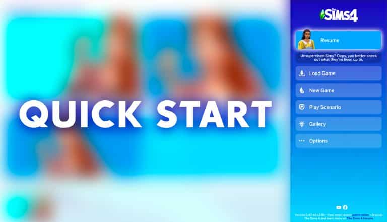 The Sims 4 adds a Quick Start in Main Menu
