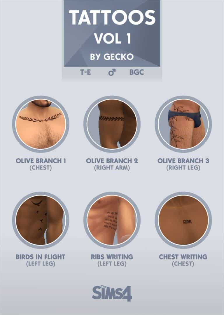The Sims 4 Custom Content: Masculine Tattoos