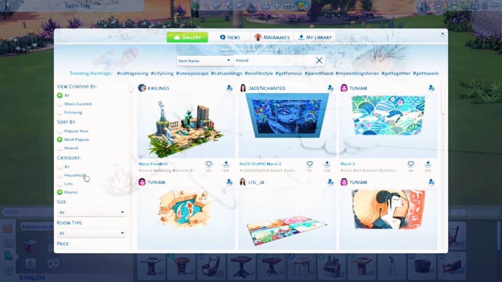 The Sims 4 Gallery Mural Lots