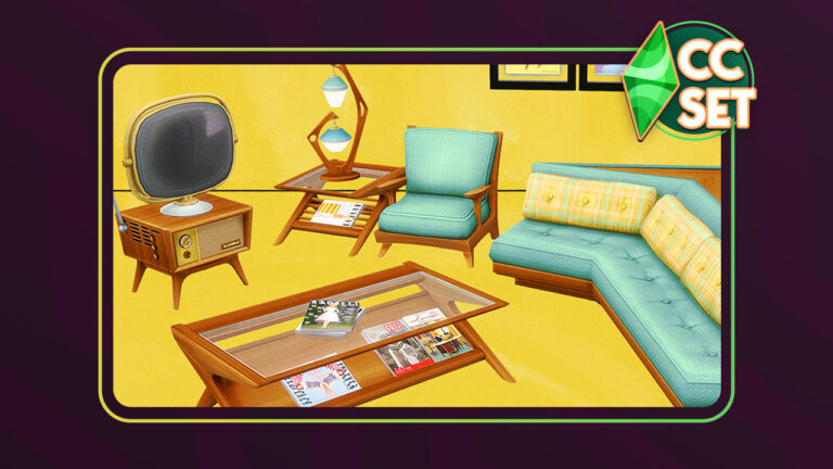 Go Retro with this Sims 4 Living Room CC Set!