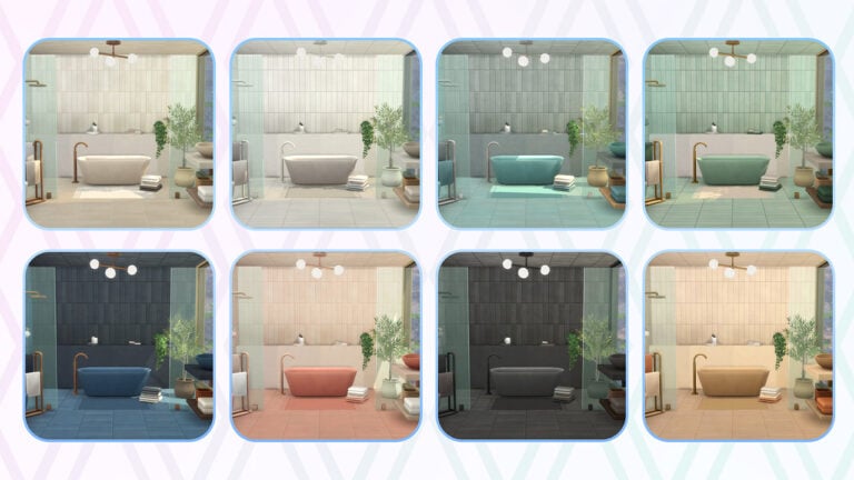 The Sims 4 Sleek Bathroom Kit Preview: New Variants Look