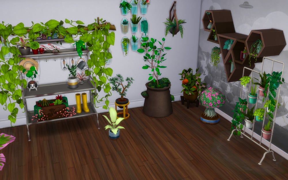 Some plants from the Blooming Rooms stuff pack. One of the companion packs for Sims 4 Enchanted by Nature