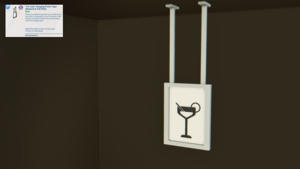 Sims 4 Retail Essentials CC Set Sign Medium