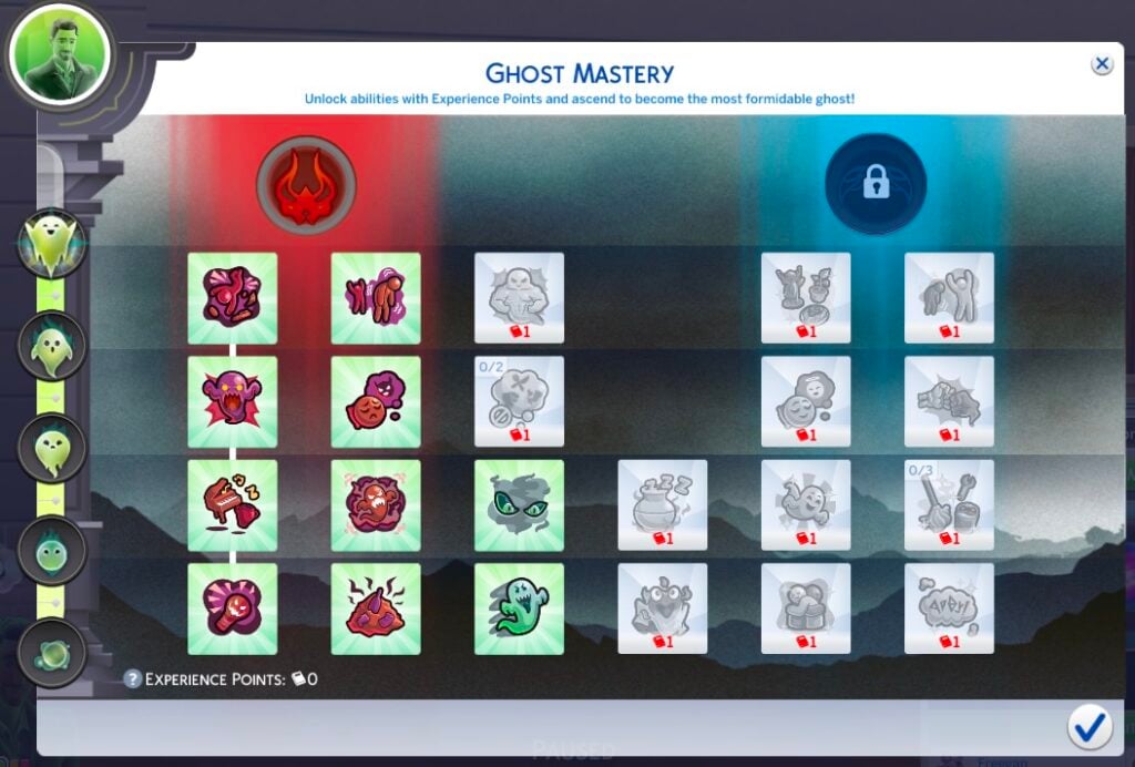 The Sims 4 Ghost Powers: Life and Death Occult Progression Guide 3 The Sims 4 Ghost Powers Life and Death- Ghost Mastery Panel