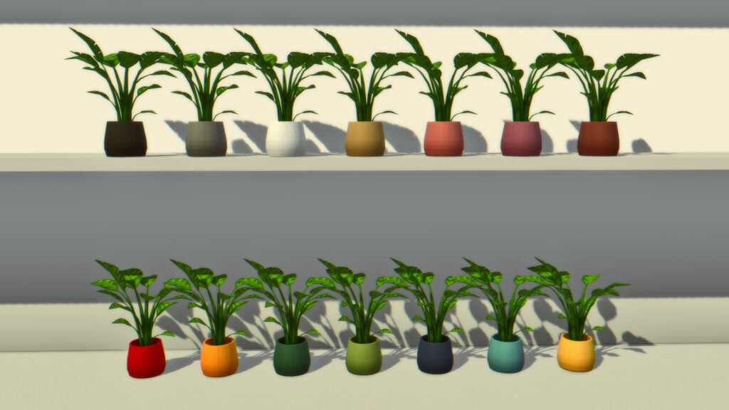 Sims 4 Retail Essentials CC Set Potted Plant Swatches