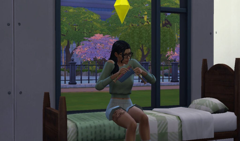 Let's Try The Sims 4 One Tile Box Challenge (Rules & Playthrough) 12 One Tile Box Challenge- Knitting