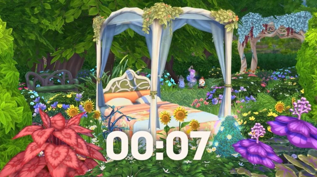 Over 100 Screens from The Sims 4 Enchanted by Nature Reveal 7 sims 4 enchanted by nature reveal screens countdown. Fairy bedroom slowly going from inside to outside.