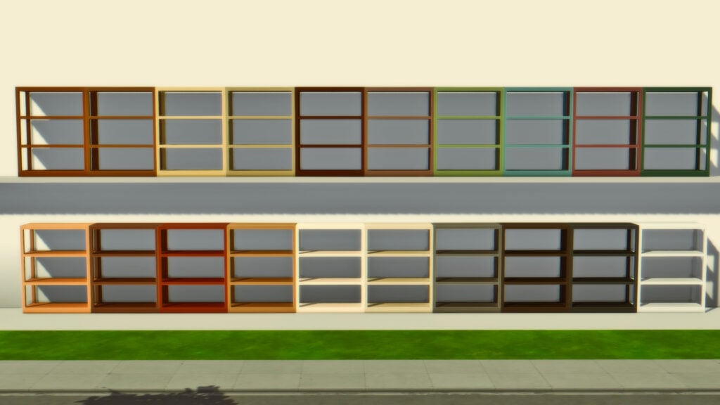 Sims 4 Retail Essentials CC Set Display Shelves Swatches