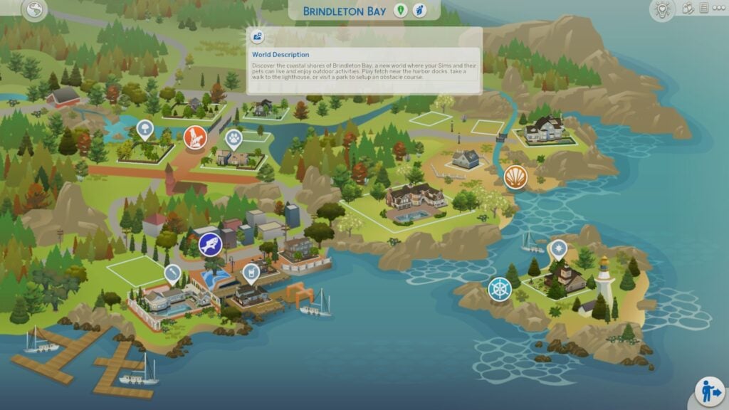 The Sims 4 Cape Cod Architecture: It's a Shore Thing 4 Map view of Brindleton Bay