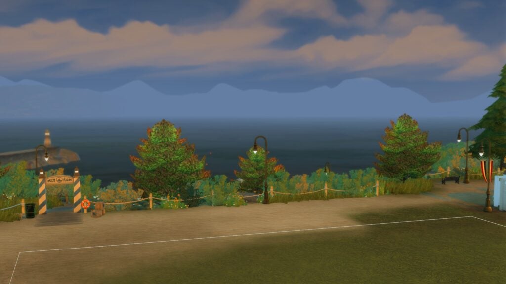 The Sims 4 Cape Cod Architecture: It's a Shore Thing 7 Sea view of empty 30x30 lot