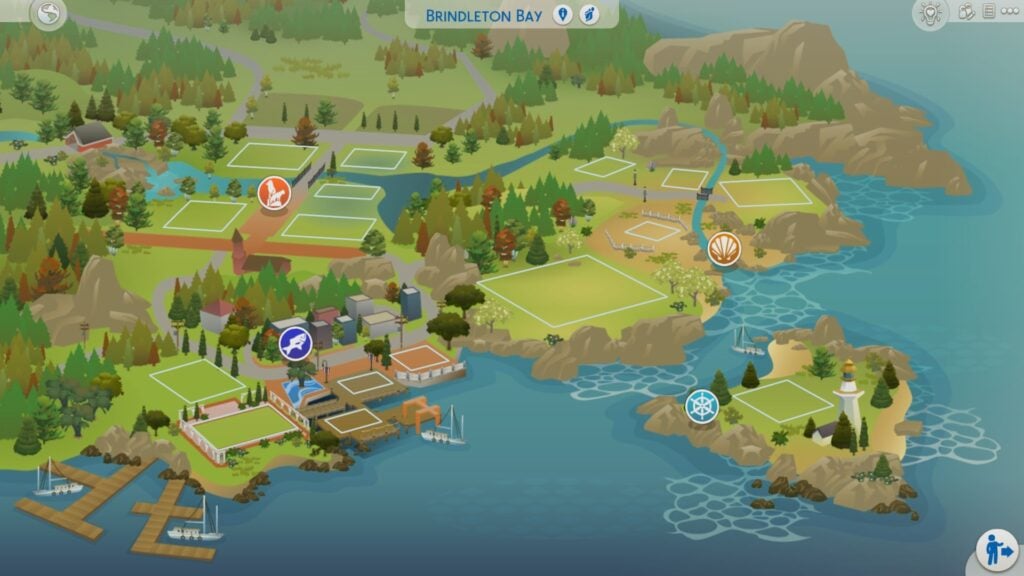 The Sims 4 Cape Cod Architecture: It's a Shore Thing 5 Map view of Brindleton Bay