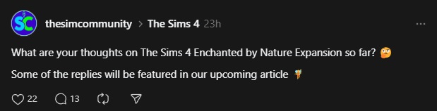 The Sims 4 Enchanted by Nature Reactions Threads